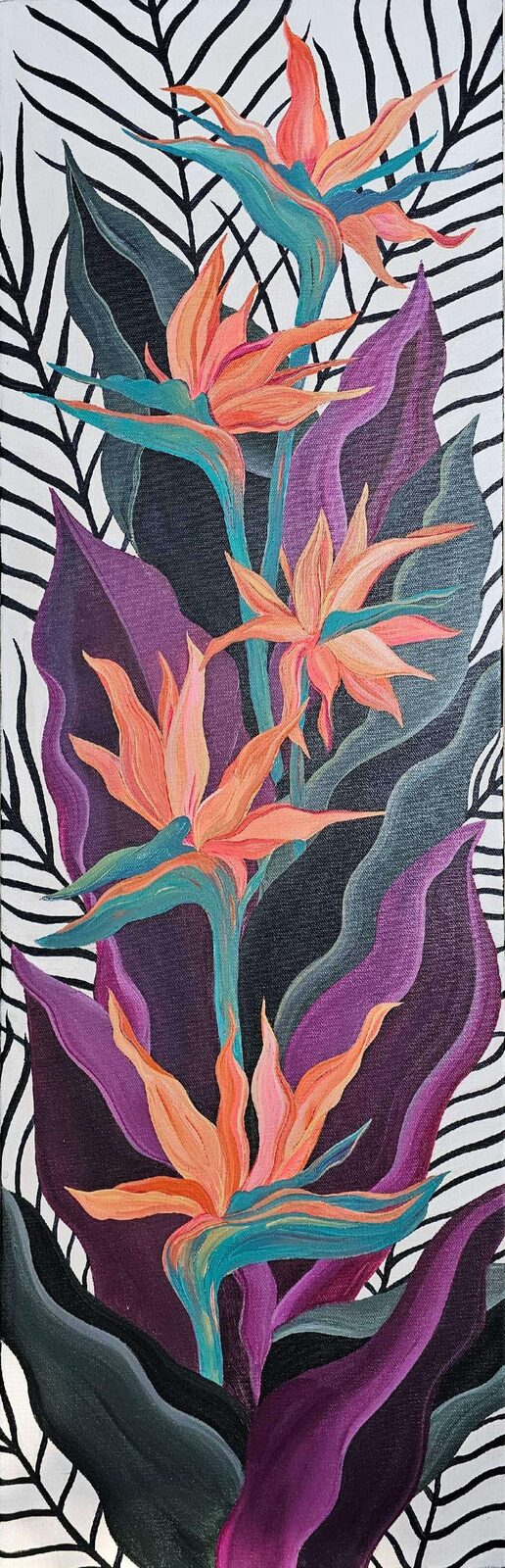 Ascent of Five, a 12 by 36 inch acrylic on canvas painting